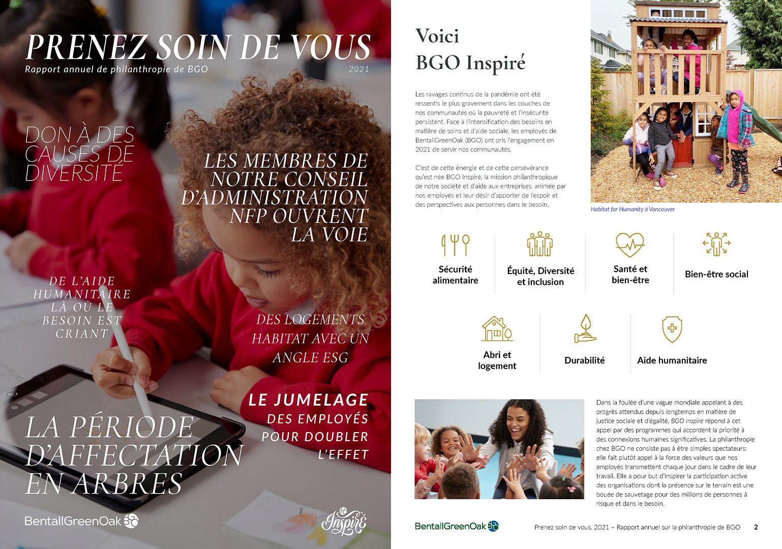 PRENEZ SOIN DE VOUS - Rapport annuel de philanthropie de BGO 2021